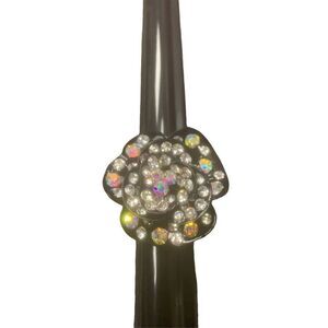 Rhinestone flower stretch ring